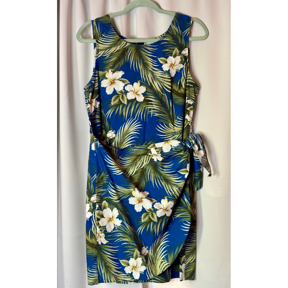 Women’s Blue Tropical Floral Midi Dress